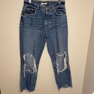 Forever 21 Blue Distressed Ankle Jeans